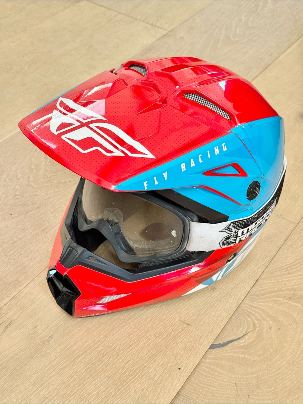 Fly Racing Motocross MX Helmet & Goggles Dirt Biking Motorcycle Gear sz L Large
